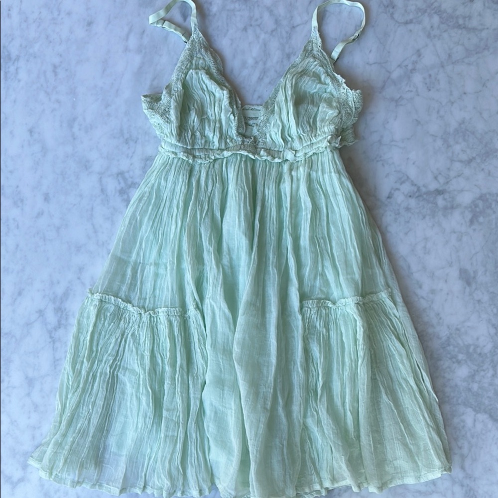 Free People Light Green Lace Trim Dress NWOT XS